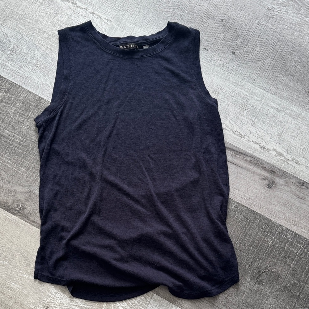 Athleta Navy Blue Crew Neck Sleeveless Top Size Small
